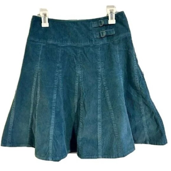 Garnet Hill Dresses & Skirts - Garnet Hill Corduroy Skirt Flare Indigo Blue Mini Skater A-Line Fit Womens 4P